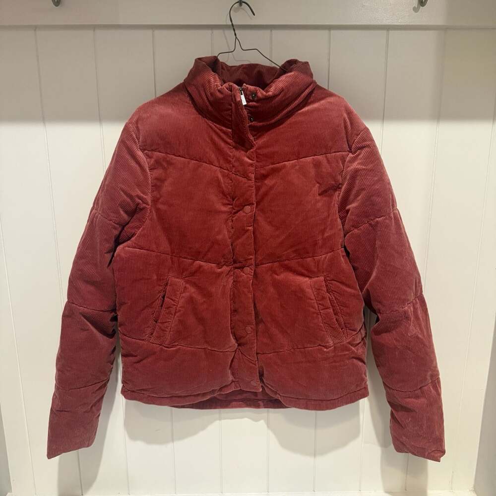 Splendid Collection Corduroy Puffer Jacket Rust Red Medium